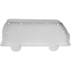 MARQUEE LIGHTS LED Dekolicht "Campingbus", weiß, H: 10cm, Lampen, Wandlampe, Tischlampe Bus, Wohnwagen, Bully 14 Leuchtmittel - 23x10 cm