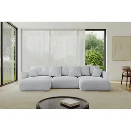 altdecor Ecksofa Cord 6-Sitzer Grau