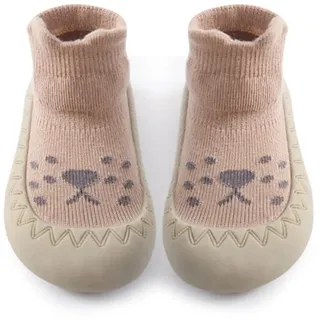 Exemaba Baby Sockenschuhe Rutschfeste Niedlicher Cartoon Weicher Stricken Babybodenschuhe Kleinkind Schuhe 1-Paar(Kaffee-Löwe,Tag22/12-18M) - 12-18 Monate