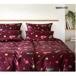 Elegante Bettwäsche Noël - 155x220 cm + 80x80 cm	wein-rot