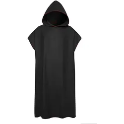 Surf-Poncho, Wickeltuch, schnell trocknender Bademantel mit Kapuze, Stranddecke aus Mikrofaser, Badetuch, Badetuch schwarz