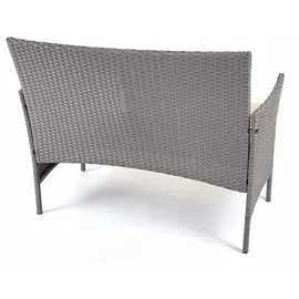 Mendler Poly-Rattan Garten-Garnitur HWC-D82, Sitzgruppe Lounge-Set ~ grau mit Kissen creme