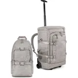 Normani Handgepäck Rucksack mit Trolleyfunktion + kleiner Rucksack - Beige,