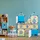 Relaxdays Steckregal Kinderzimmer, coole Ritterburg, Kunststoff, Kinderschrank mit Türen, HxBxT: 128 x 110 x 37 cm, bunt