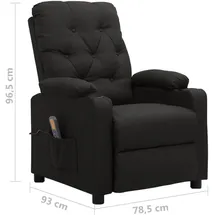 vidaXL Massagesessel Modell 18 Polyester 93 x 96,5 x 93 cm Schwarz mit verstellbarer Rückenlehne und Massagefunktion