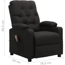 vidaXL Massagesessel Modell 18 Polyester 93 x 96,5 x 93 cm Schwarz mit verstellbarer Rückenlehne und Massagefunktion