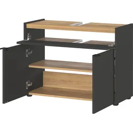 KADIMA DESIGN Unterschrank 80x34x60 cm stoßfest mit Siphonaussparung und Easy-Clean-Oberfläche, Grau-Beige 80x34x60 cm