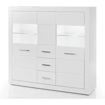 furn.design Highboard 149 x 142 x 42 cm Weiß Hochglanz