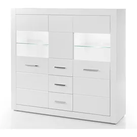 furn.design Highboard 149 x 142 x 42 cm Weiß Hochglanz