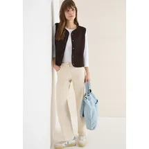 Cecil "Curly fake Wool", Damen, Gr. XXL (46), braun macchiato braun), Stoff, 100% Polyester, unifarben, normal, Rundhals, Westen, Rundhalsausschnitt