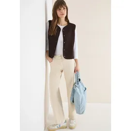 Cecil "Curly fake Wool", Damen, Gr. XXL (46), braun macchiato braun), Stoff, 100% Polyester, unifarben, normal, Rundhals, Westen, Rundhalsausschnitt