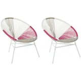 Beliani Acapulco Gartenstuhl 2er Set 0 x 0 x 0 cm beige/rosa