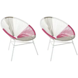 Beliani Acapulco Gartenstuhl 2er Set 0 x 0 x 0 cm beige/rosa