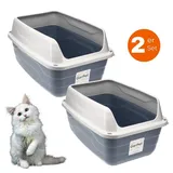 GarPet Katzentoilette Hoher Rand groß Blau/Grau