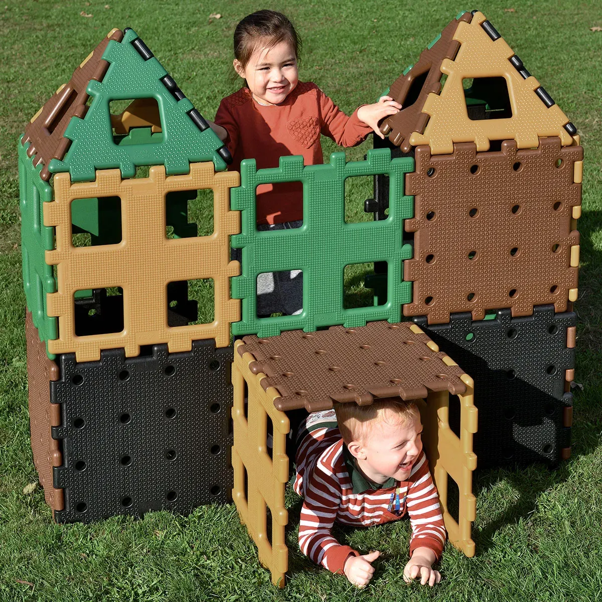 XL Bodenbausteine fcr Kinder 40,5 x 40,5 cm 24 Stk naturfarben HDPE-Kunststoff - Polydron XL - Taktile Noppen, Blindenschrift