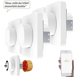 Luminea Home Control Dimmer 4er-Set WLAN-Unterputz-Lichtschalter & Dimmer, Dreh- & Drück-Funktion