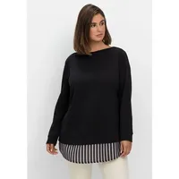 Sheego Langarmshirt in schwarz | Gr.: 52/54