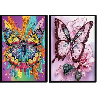 DCIDBEI 2 Pack Diamond Painting Notebook Schmetterling A5 Blanko Diamant Malerei Notizbuch Diamond Painting Notizbücher Schmetterling Strass Stickerei BlankoTagebuch Skizzenbuch Notizheft 50 Blätter