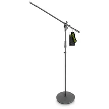Gravity MS 2321 B Mikrofonständer mit Tellerfuß und 2-Punkt Galgen, 790 mm Galgen, schwarz