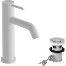 Hansgrohe Tecturis S Waschtischarmatur 73310700 Ausladung 116mm, mit Zugstangen-Ablaufgarnitur, Mattweiß