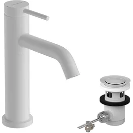 Hansgrohe Tecturis S Waschtischarmatur 73310700 Ausladung 116mm, mit Zugstangen-Ablaufgarnitur, Mattweiß