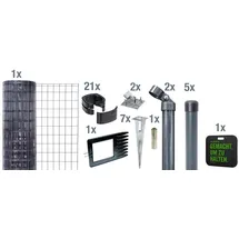 GAH Alberts Fix-Clip Pro Schweißgitter Set 0,81 x 10 m anthrazit mit Einschlagbodenhülsen