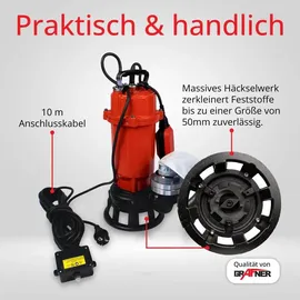 Grafner Profi Fäkalienpumpe 1500 Watt mit Schneidwerk und 30m Schlauch