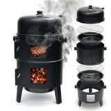 Relaxdays, Holzkohlegrill, Smoker (37.50 cm)