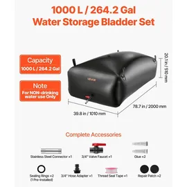 Vevor Wasserspeicherblase 1000 l Schwarz
