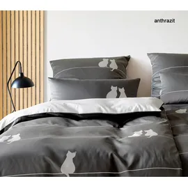 ELEGANTE You and Me Mako-Satin Grau 135 x 200 cm + 40 x 80 cm