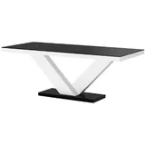 designimpex Esstisch Design Tisch HE-999 Schwarz / Weiß Hochglanz ausziehbar 160 bis 256 cm schwarz