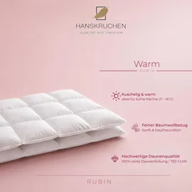 HANSKRUCHEN Rubin Daunendecke - 155 x 220 cm Warm 100% Daunen, 1.060 g, Daune,