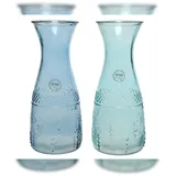 Decoris 1 Stück sortiert - Weindekanter - Saftkaraffe mit Relief - Glaskrug Glaskaraffe - Karaffe Saft, - Wasserkrug Wasserkanne Tischdeko