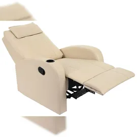 Mendler Fernsehsessel Durham, TV Sessel Relaxsessel Liegesessel, Kunstleder ~ creme