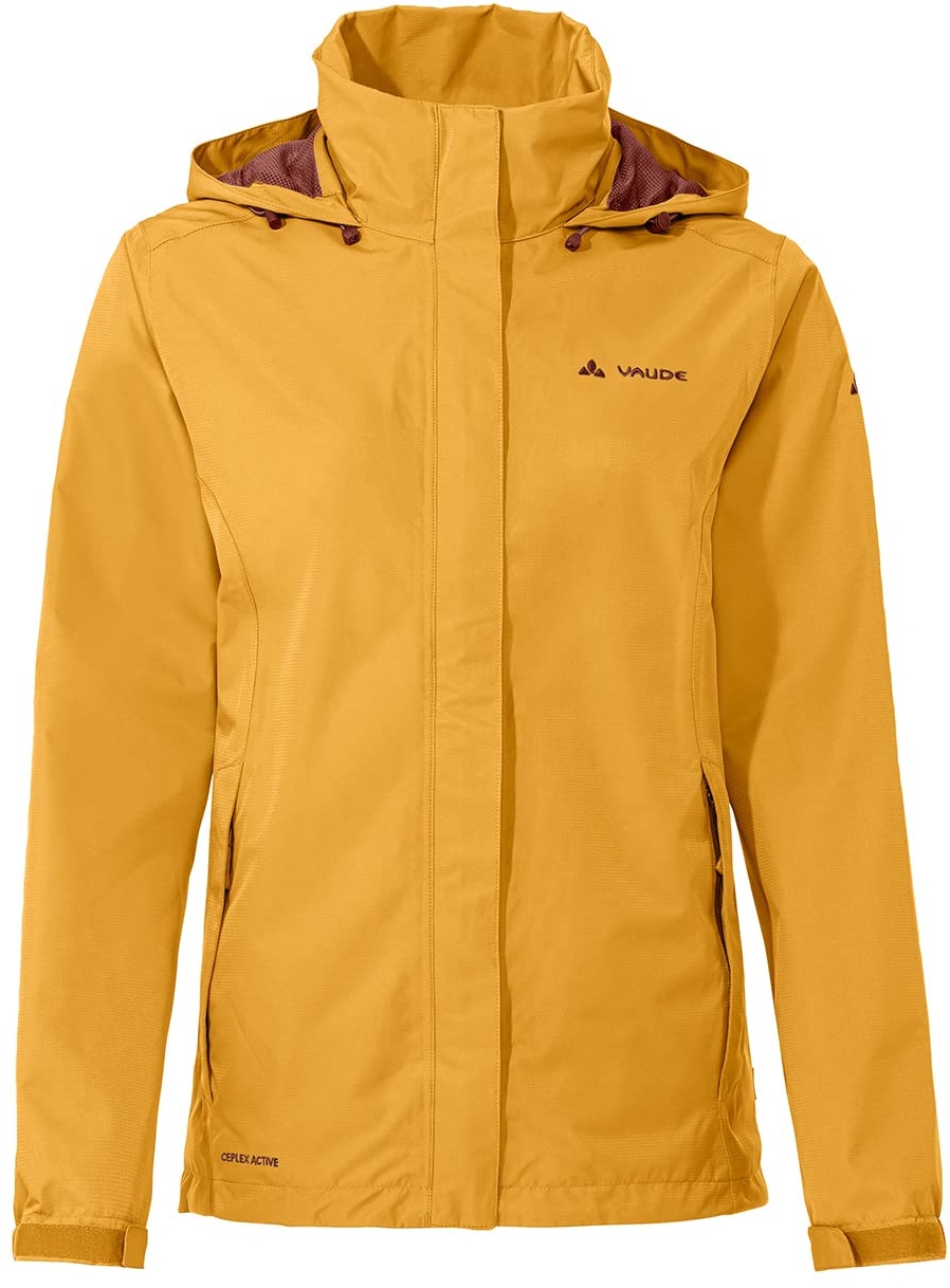 VAUDE Regenjacke Damen leicht - Women's Escape Light Jacket gelb, wasserdichte Outdoor-Jacke, atmungsaktiver Windbreaker mit Kapuze, Klimaschonende Wanderjacke, 40