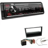 EHO Kenwood KMM-BT209 1-DIN Autoradio Media Receiver Bluetooth USB AUX mit Einbauset passend für Opel Corsa C 2000-2004 schwarz