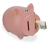 Relaxdays - Sparschwein, Mit Öffnung, Dolomit, Spardose Kinder & Erwachsene, Hxbxt: 12,5 X 12 X 14 Cm, Sparbüchse, Rosa