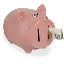 Relaxdays - Sparschwein, Mit Öffnung, Dolomit, Spardose Kinder & Erwachsene, Hxbxt: 12,5 X 12 X 14 Cm, Sparbüchse, Rosa