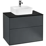 Villeroy & Boch Finion Waschtischunterschrank F08200HG 80x60,3x50,1cm, Abdeckplatte black matt, Midnight Blue Matt Lacquer