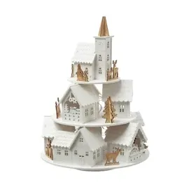 MARELIDA LED Weihnachtsdorf mit Musik Spieluhr Timer H: 29cm