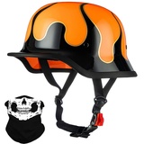 Deutsche Motorrad Halbhelme mit ECE, Jethelm Retro, Chopper Helm, Scooter-Helm, Fahrradhelm, mit Herausnehmbares Innenfutter und Schnellverschlussschnallen M~XXL 57~64CM