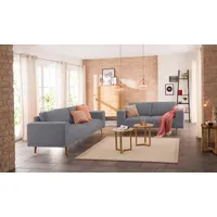 3-Sitzer HOME AFFAIRE "Lasse", grau, B:239cm H:84cm T:89cm, Struktur fein( 100% Polyester);Filzoptik (100% Polyester);Luxus-Microfaser (100% Polyester), Sofas, im scandinavischem Stil mit Holzfüßen