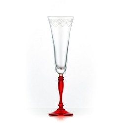 Crystalex Sektglas Love Victoria (Herze oben, roter Fu) 180 ml 2er Set, Kristallglas, Gravur