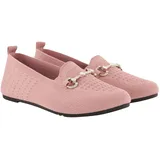 Ulla Popken Damen große Größen Übergrößen Plus Size Strick-Ballerinas, Zierspange, Wechselfußbett, Weite H Soft Rose 40 838563510-40