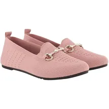 Ulla Popken Damen große Größen Übergrößen Plus Size Strick-Ballerinas, Zierspange, Wechselfußbett, Weite H Soft Rose 40 838563510-40