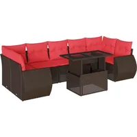 vidaXL 8-teiliges Gartensofa-Set mit Kissen, braun, Polyrattan