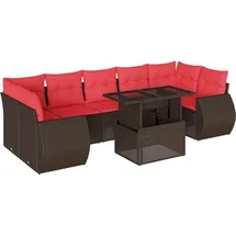 vidaXL 8-teiliges Gartensofa-Set mit Kissen, braun, Polyrattan