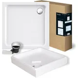 SANITOP-WINGENROTH 'aquaSu® Acryl-Brausewannen-Set | Duschwanne mit Wannenträger und Excenter-Ablaufgarnitur | 90 x 90 x 6,5 cm | Weiß | 83001 0