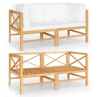 vidaXL 2-Sitzer-Gartensofa mit Creme Kissen Massivholz Teak