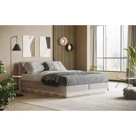 Home Affaire Boxspringbett HOME AFFAIRE "Naome", grau (stone), B:201cm L:217cm, 100% Polyester, Komplettbetten, Boxspringbett, Boxspringbett, Inklusive Topper